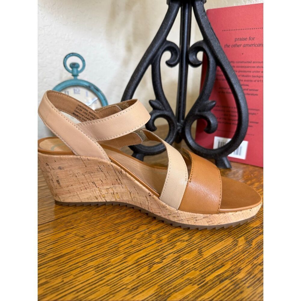 NEW Aetrex Madelyn Quarter Strap Wedge Sandal in Ginger Multi Leather Summer - Picture 6 of 11